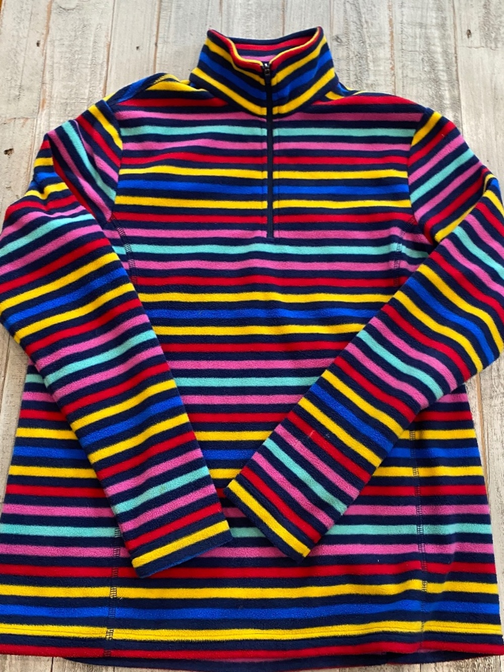 Lands end Fleece 1/4 Zip pullover - stripped, colorful Size small